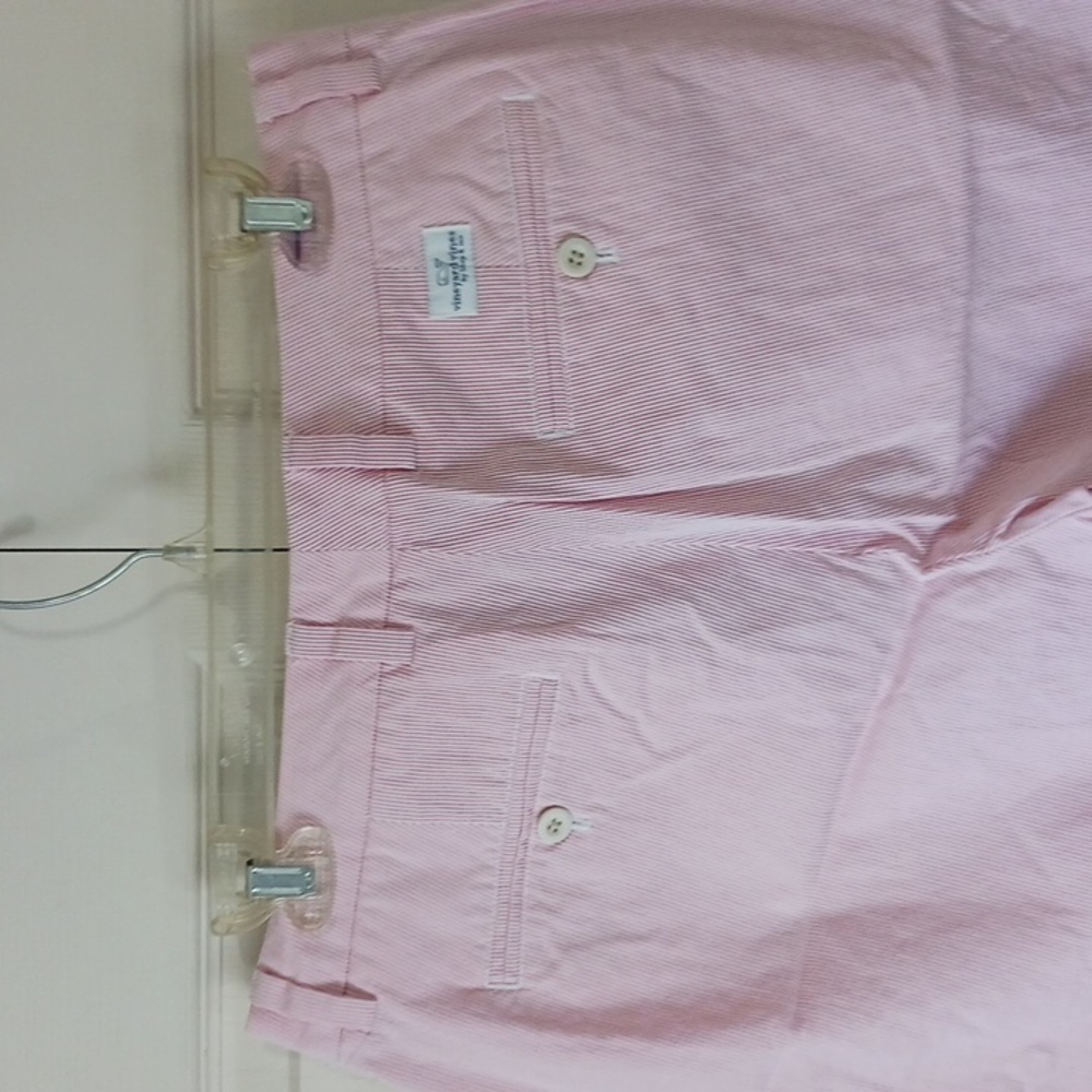 Vineyard Vines pinstripe flat front shorts - waist 33 - pink and white - Picture 4 of 7